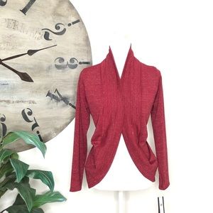 AB studio shawl collar shrug. Red. Open front. NWT